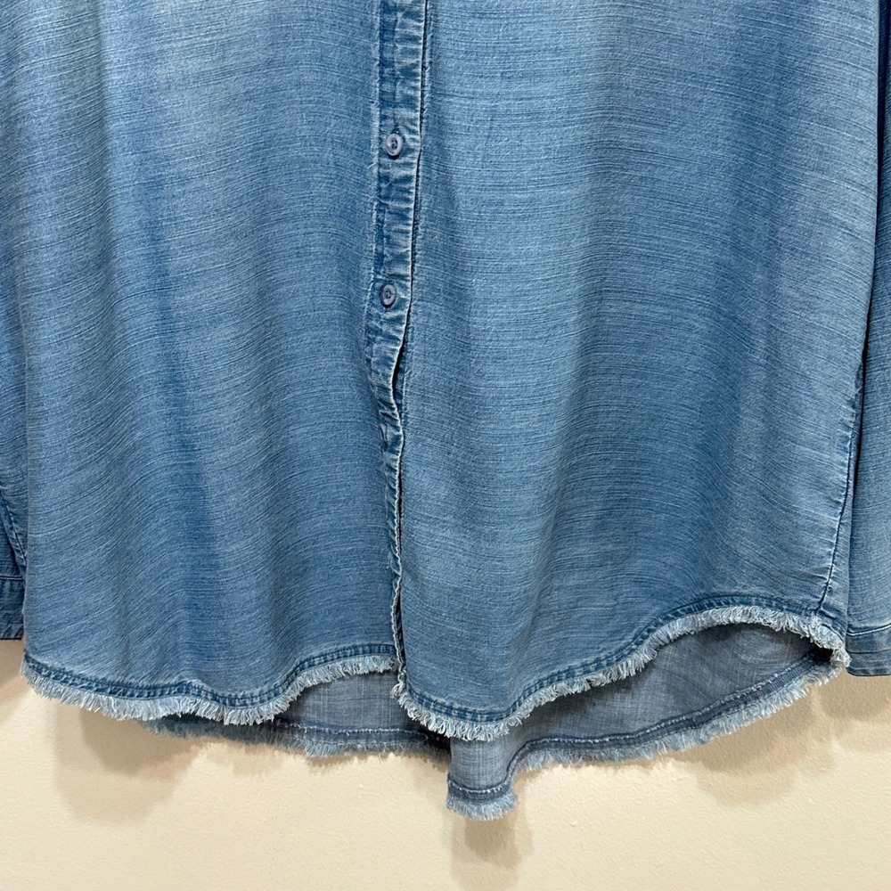 Cloth & Stone Anthropologie Tencel Button Down Shirt Womens Plus 2X Blue Relaxed - Picture 3 of 9